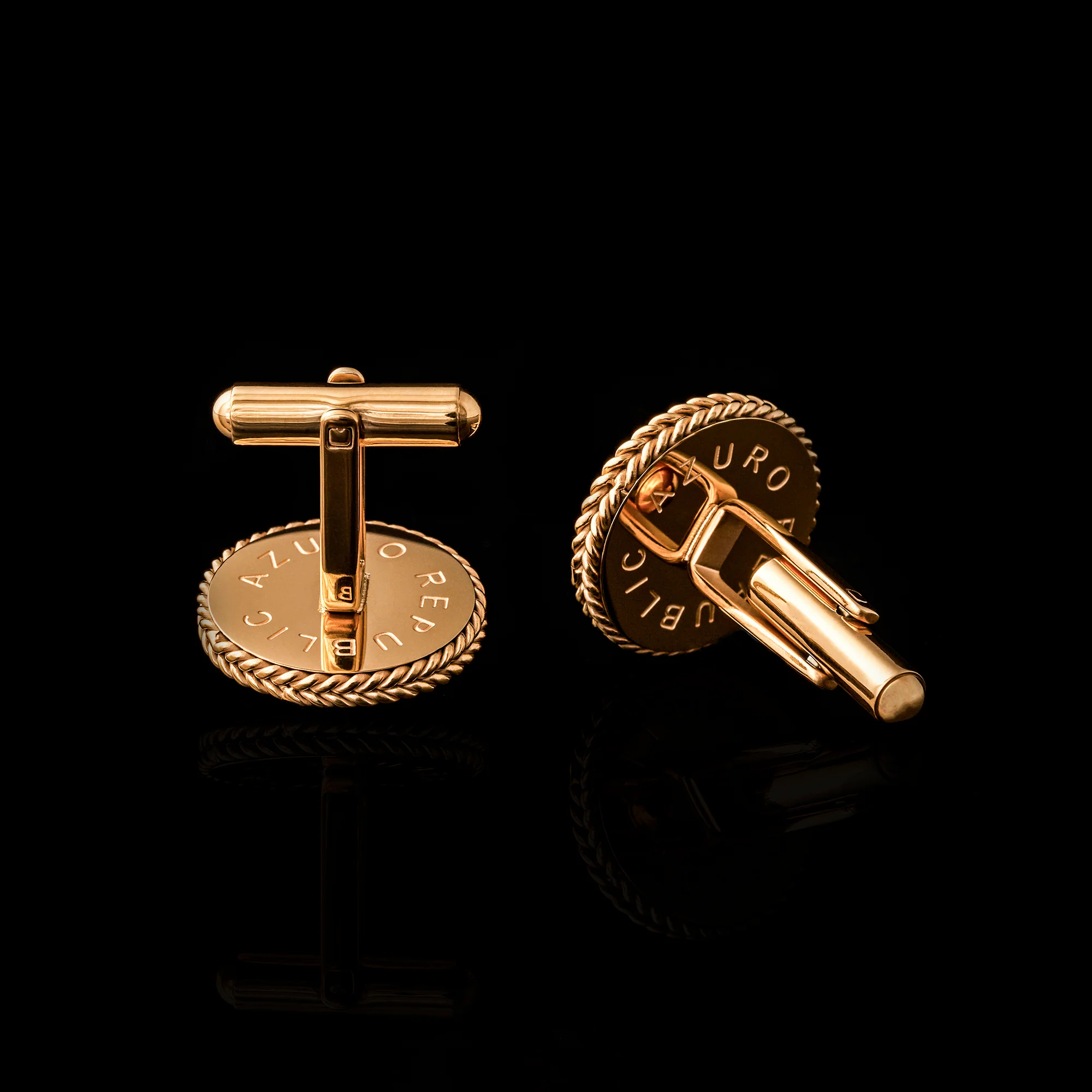 Gold Blue Copper Turquoise Cufflinks | Leaf Cufflinks - Image 2