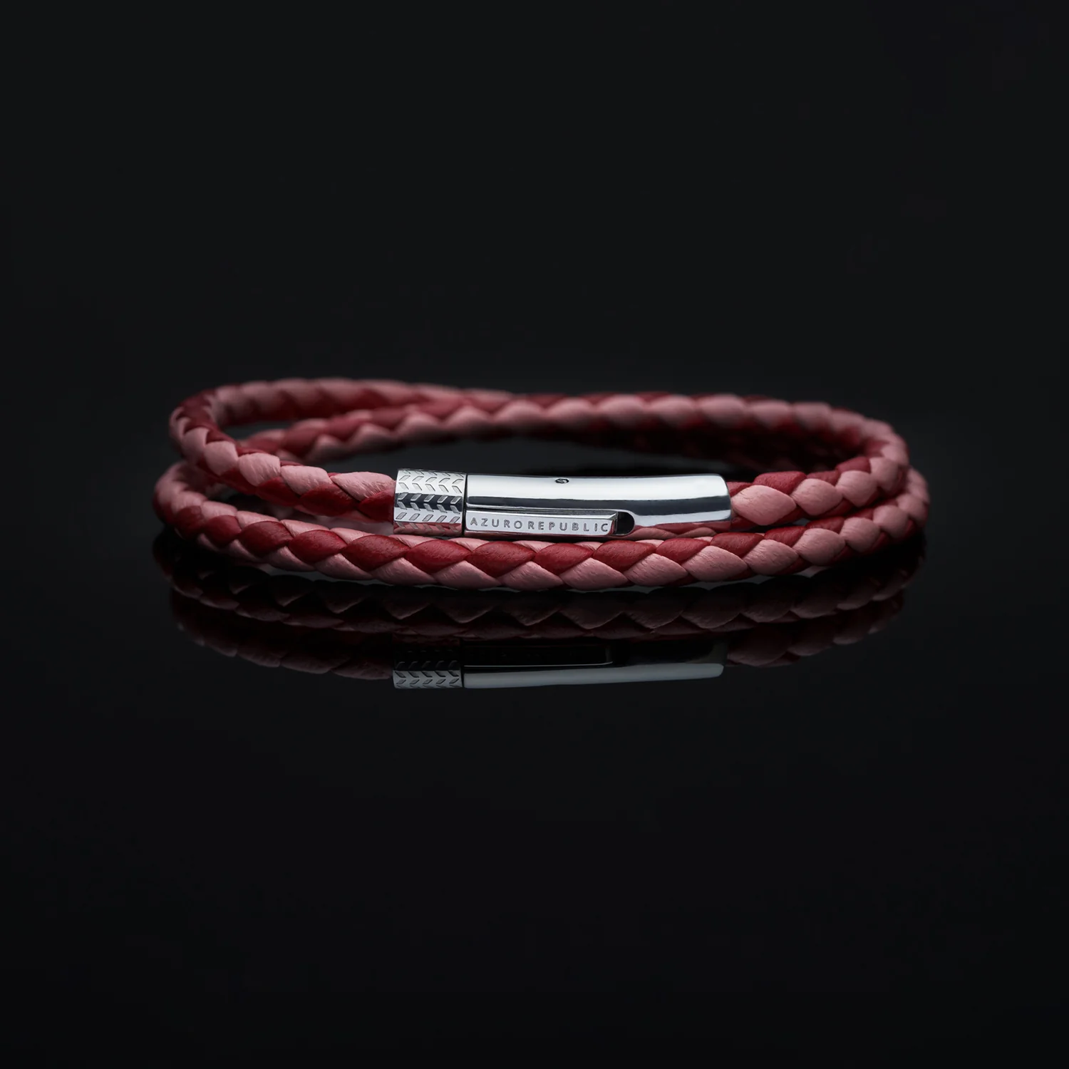 Red, Pink Leather Wrap Bracelet