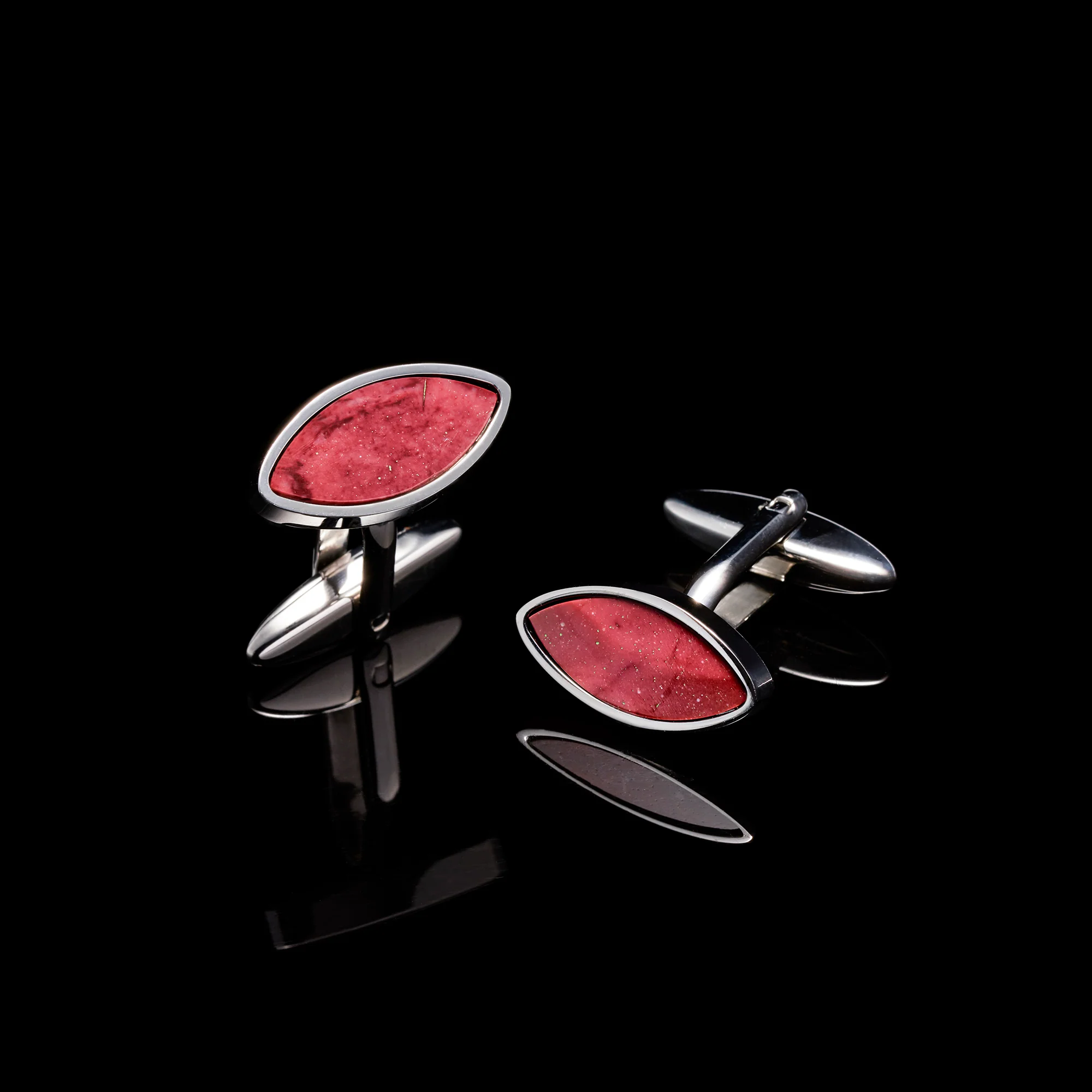 Silver Red Mookaite Eye Cufflinks