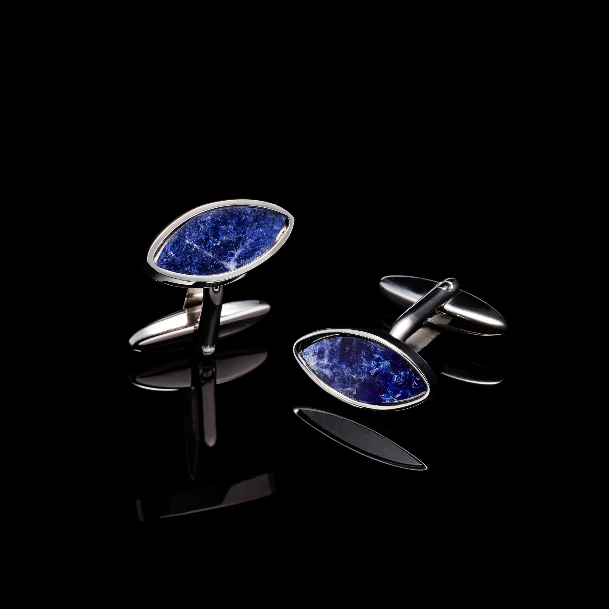 Silver Sodalite Eye Cufflinks