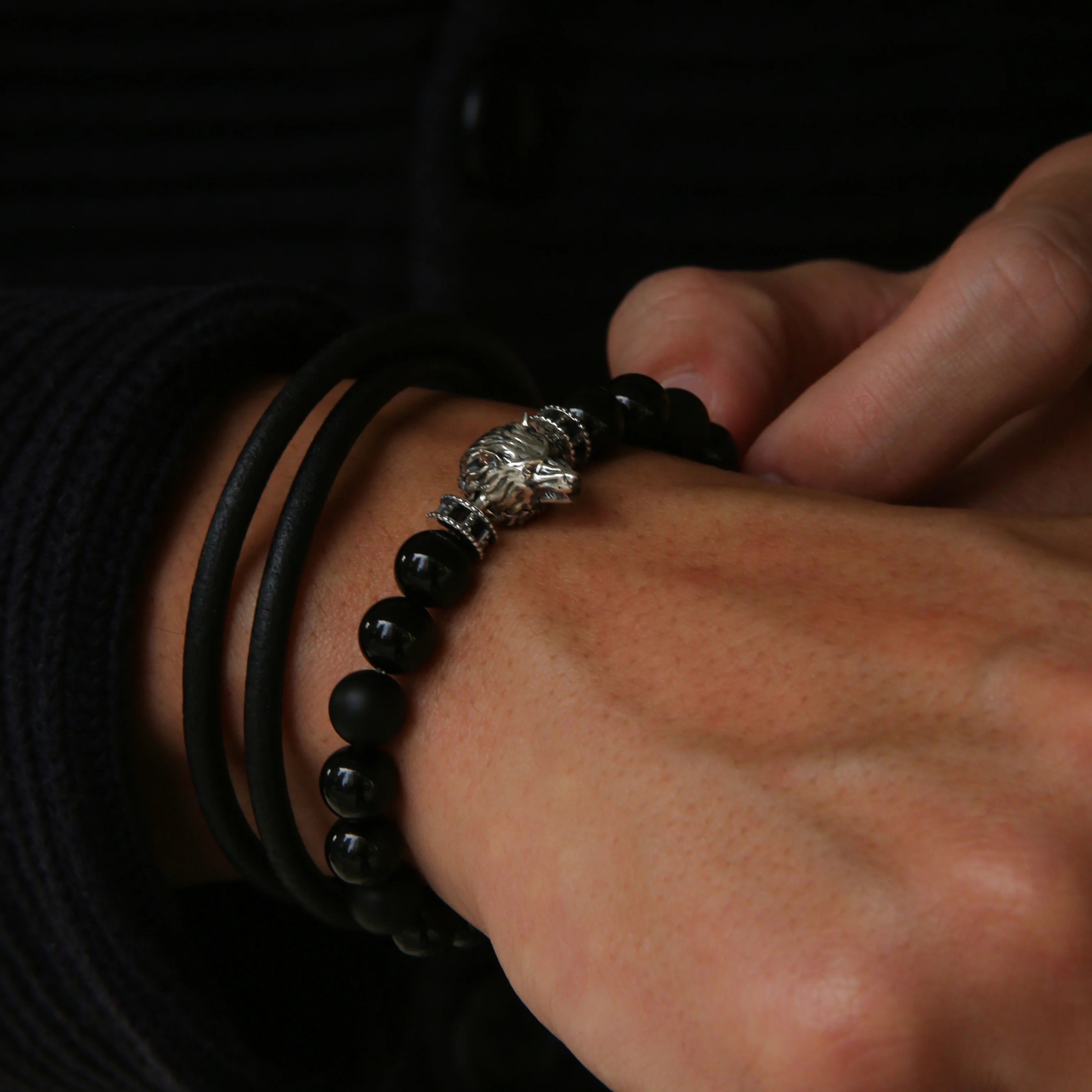 The Shadow Wolf | Obsidian Wolf Bracelet - Image 2